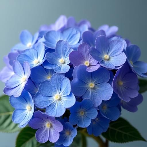 A beautiful blue and purple hydrangea arrangement.